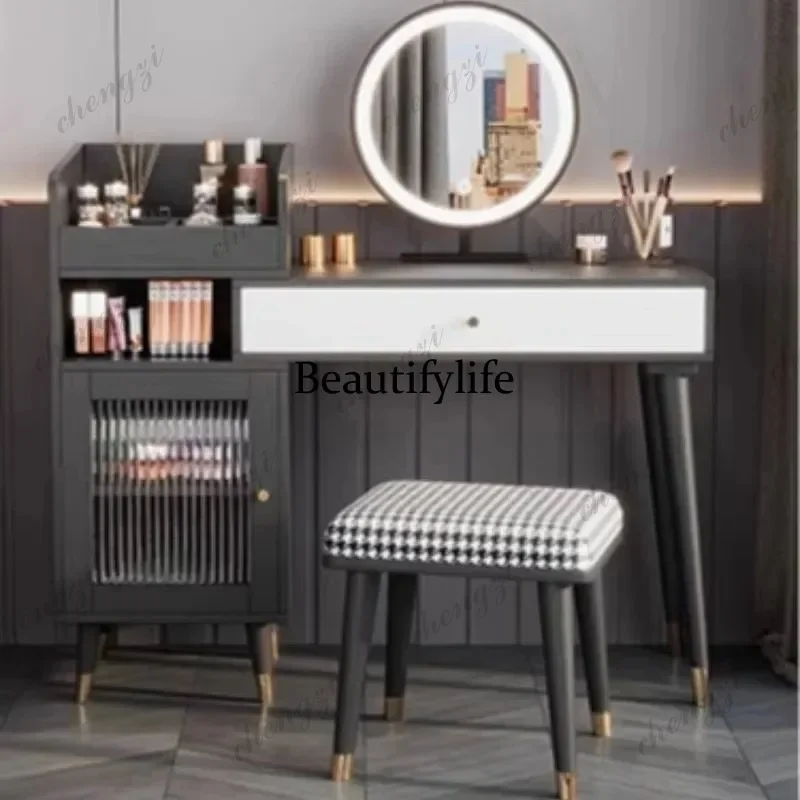 F181 Luxury Sliding Vanity Desk Mirror Removable Led Standing Black Dressing Table Cabinet Living Room Tocador Mueble Furniture