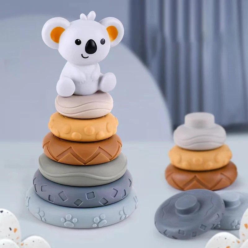 7Pcs Stacking Rings Soft Toys For Babies Age 6+ Months,Stacked Circles Toy For Toddlers,Sensory Educational Baby Building Blocks