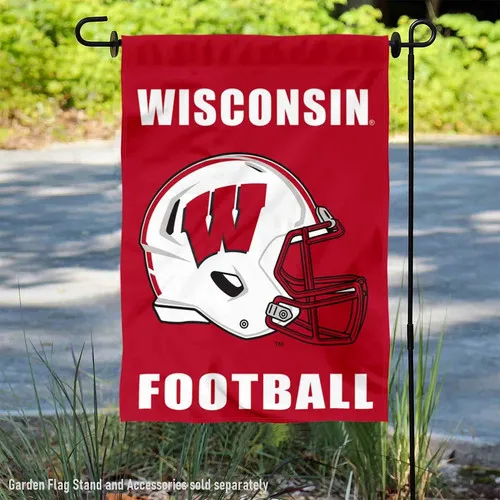 Bandera de Jardín con Casco de Fútbol Americano del Equipo Wisconsin Team Badgers 12'x18' Envío Rápido desde EE. UU. jjx