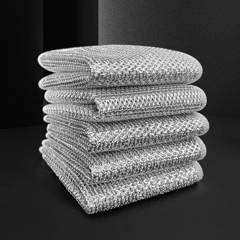 5/10/15/20pcs Cleaning Cloth Mesh Cloth Non Greasy Quick Drying Multi-purpose Brush Bowl Stove Descaling Replacing Steel Wi