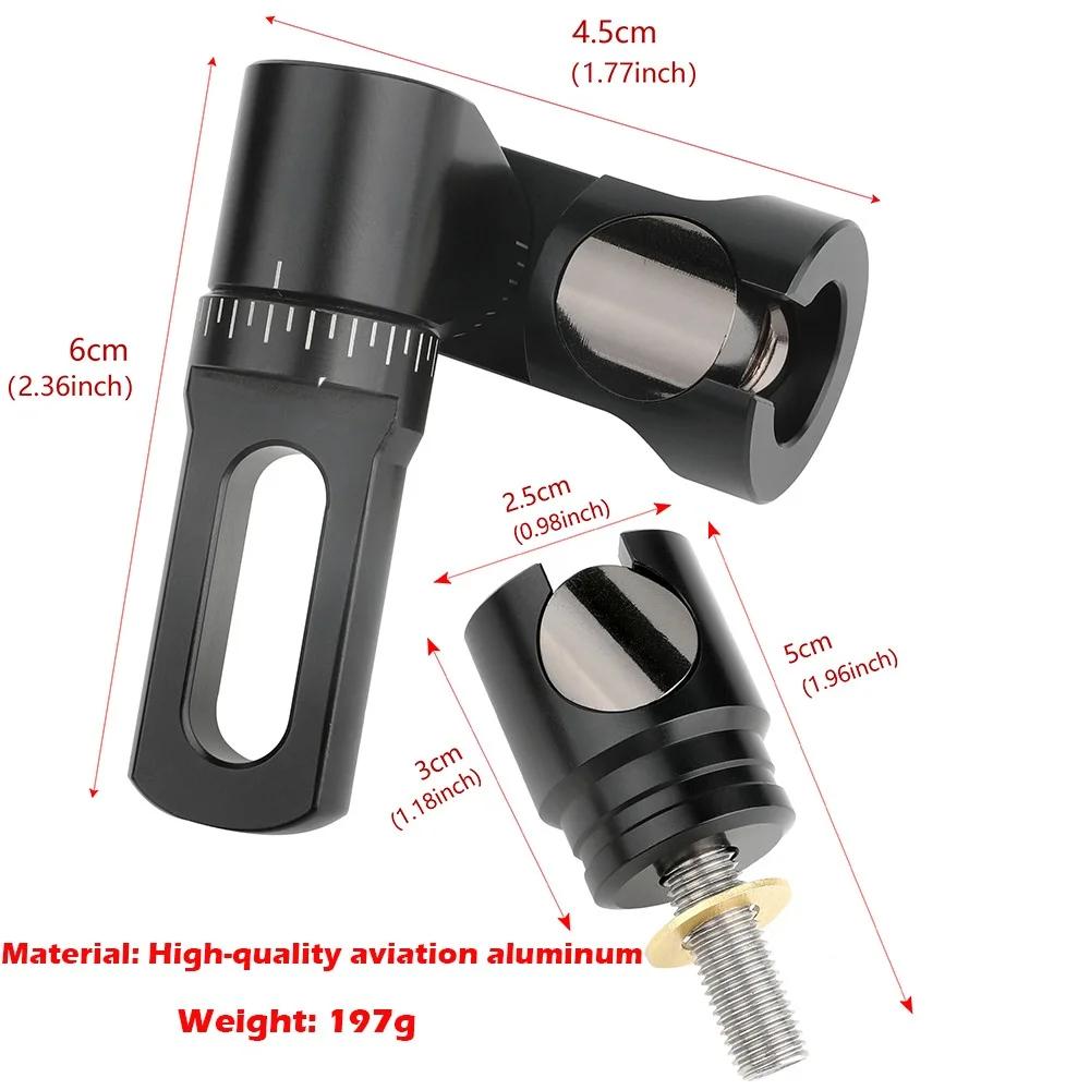 Single Side V-Bar Stabilizer Adapter Aviation Aluminum Multi-Angle Adjustable Balance Rod Connector for Compound Bow Archery Target Shooting and Outdoor Hunting Accessories