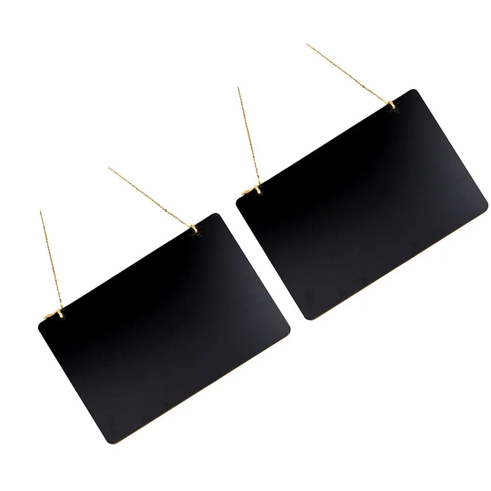 2Pcs DIY Wooden Mini Blackboard Double Sided Hanging Chalkboard Sign for Home Office Restaurant Decorative Writing Board