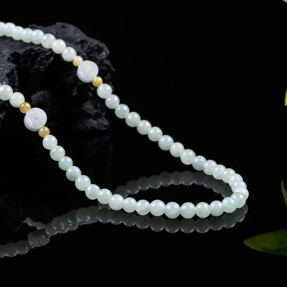 

Burmese Jadeite Beaded Necklace Amulet Beads Real Jade Designer Natural Jewelry Luxury Talismans Gifts for Women