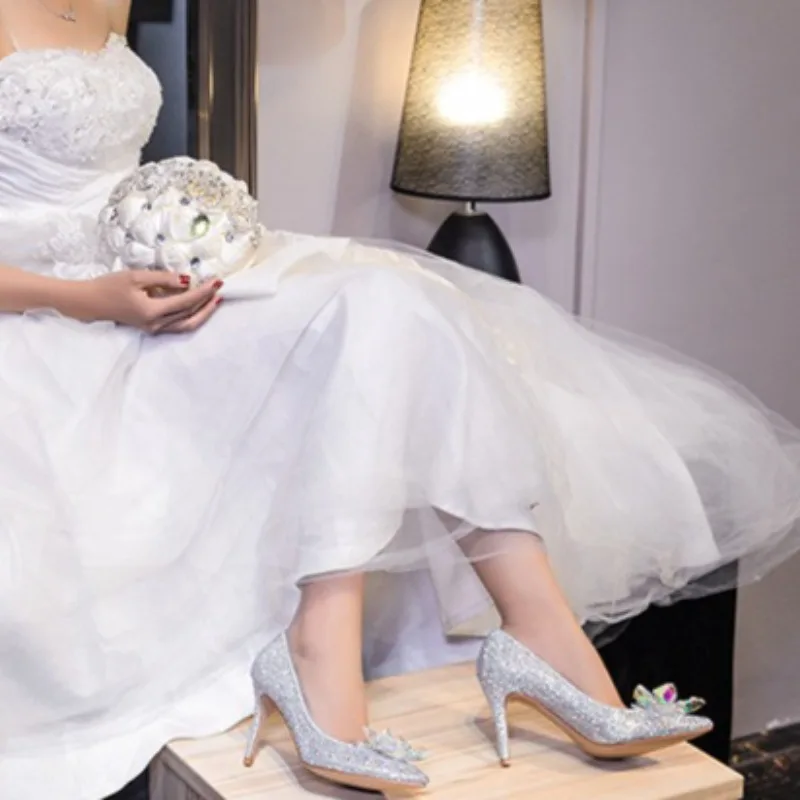 Women's Pumps Luxury Rhinestone Banquet Wedding Shoes Designer Sexy High Heels for Women High Quality Wedding Dress Shoe Zapatos