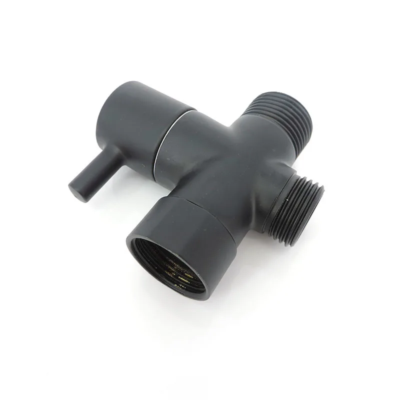 Negro G7/8 "G1/2" 20mm 22mm válvula desviadora macho T válvula de llenado en T de 3 vías agua inodoro baño cabezal de ducha adaptador de conector EE. UU.