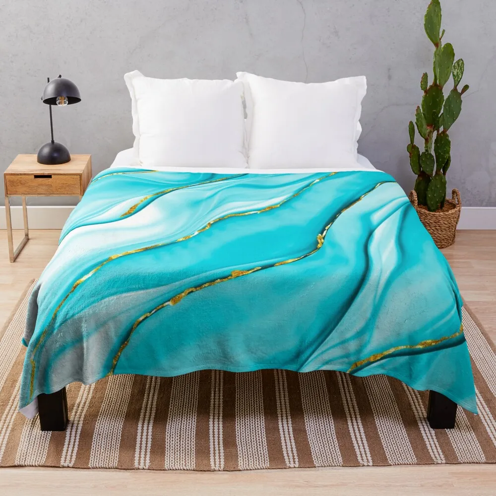 

Turquoise Mermaid Ocean Waves Throw Blanket Tourist Decorative Sofas Hair Blankets