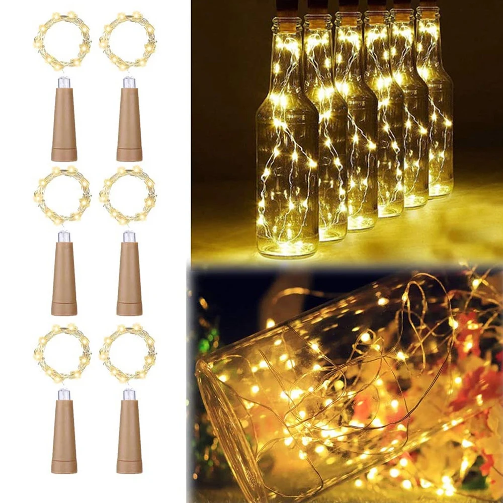 LED Wine Bottle Lights 2M 20LEDs Cork Shape Copper Wire Colorful Mini String Lights For Christmas Tree Wedding Party Decor Bottl