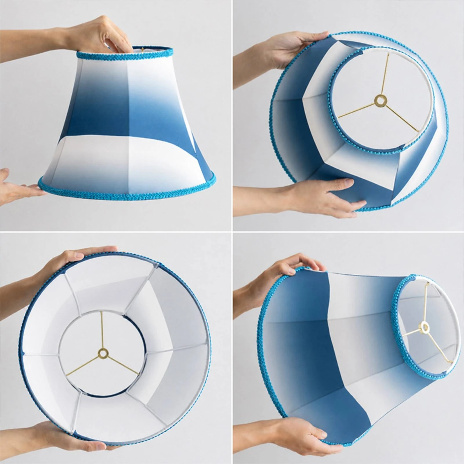 Gradient Lampshade with Braided Trim Artisanal Lampshade with Spider Fitter Lamp Shade with Spider Fitter Transitional