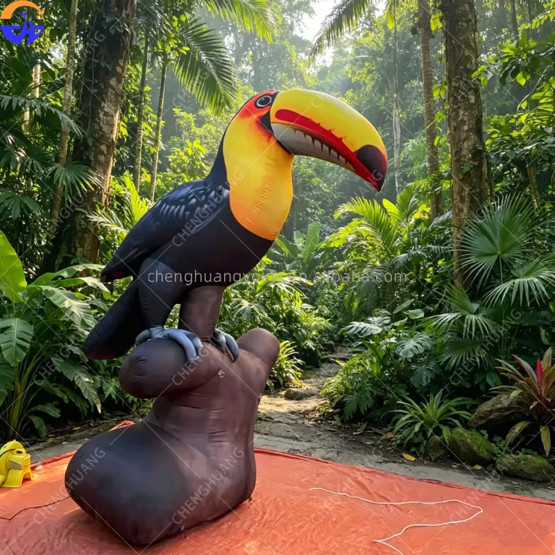 

Giant Inflatable Parrot/Bird Standing on Tree Block/Branch Garden Party Decoration Nightclub Event Advertising Props