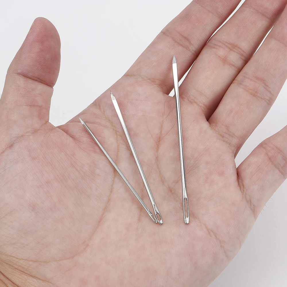 12Pcs Leather Sewing Large-Eye Needles, Diamond-Shaped Handmade Leather Needles, DIY Triangular/Cross Needle Hand Sewing Tools