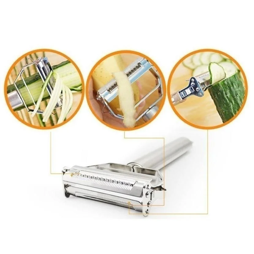3-in-1 Kartoffelschäler Set – 2 Stück, Edelstahl, Mit Julienne-Funktion