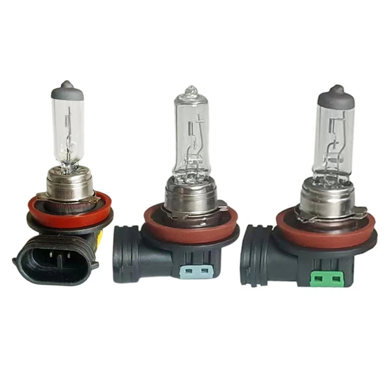  H8/H9/H11 Glass Tube Halogen Headlight Bulb 12V Front Lamp Replacement with ABS Base, Metal Mount