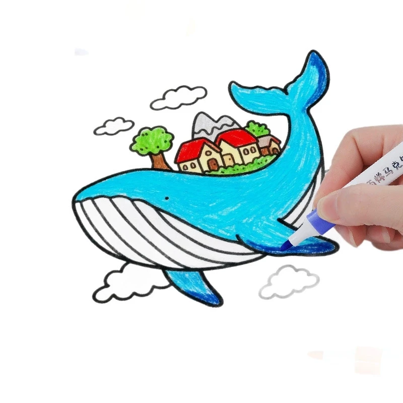 Children's Drawing Book Graffiti Animal Ocean Drawing Colorful Drawing Kindergarten Fun Coloring Book