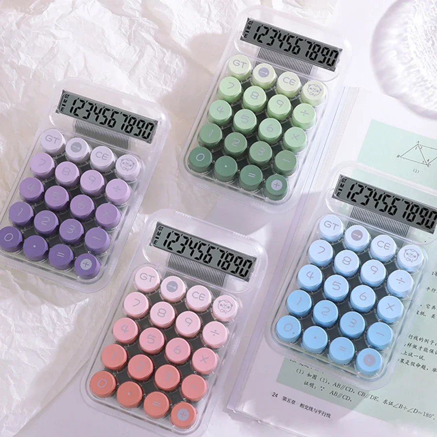 1PC Transparent Gradient Large Button Calculator Large Screen Electronic Calculator 10 Digit Student Specific Calculator