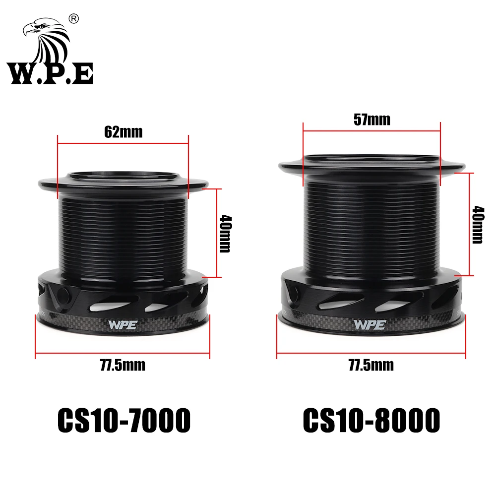 W.P.E Carp Fishing Spinning Reel 7000/8000 6+1 Ball Bearings 4.3:1 Gear Ratio Full Metal Line Spool Carp Fishing Tackle Pesca