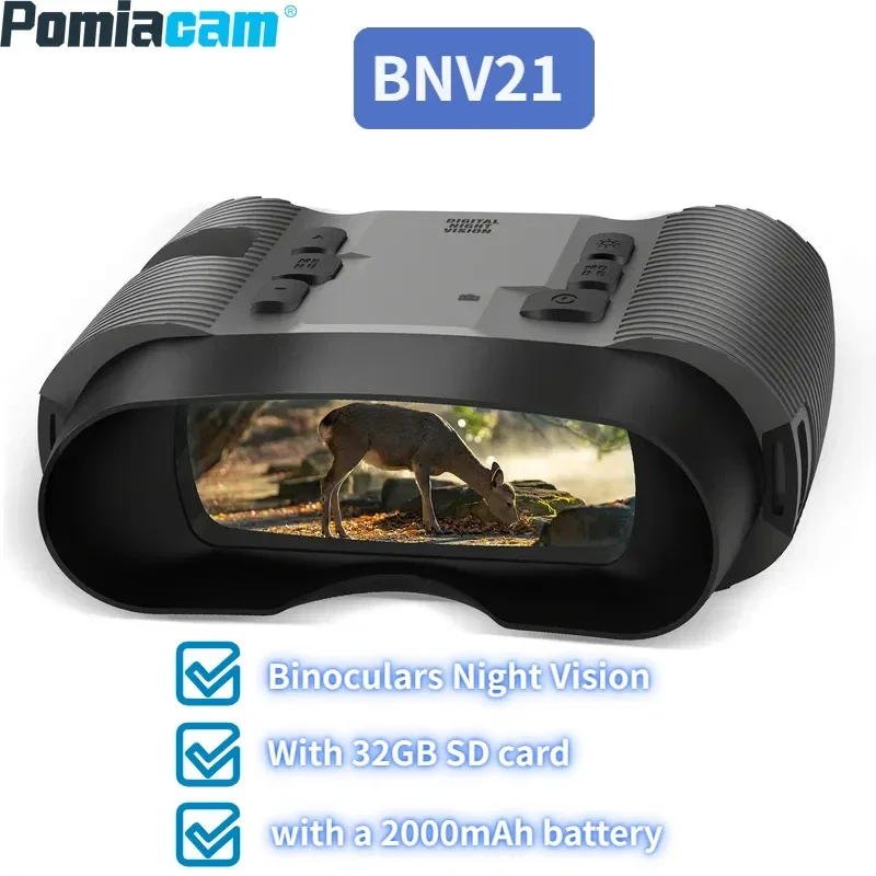 BNV21 Binoculars Camera Glasses Infrared Dual Infrared Range 500Yard Rechargeable 32GB Card Night Vision for Hunting Camera