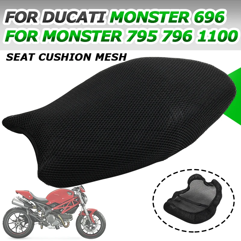 For Ducati Monster 696 795 796 1100 Monster Motorcycle Parts Seat Cushion Cover Anti-Slip 3D Mesh Fabric Breathable Waterproof