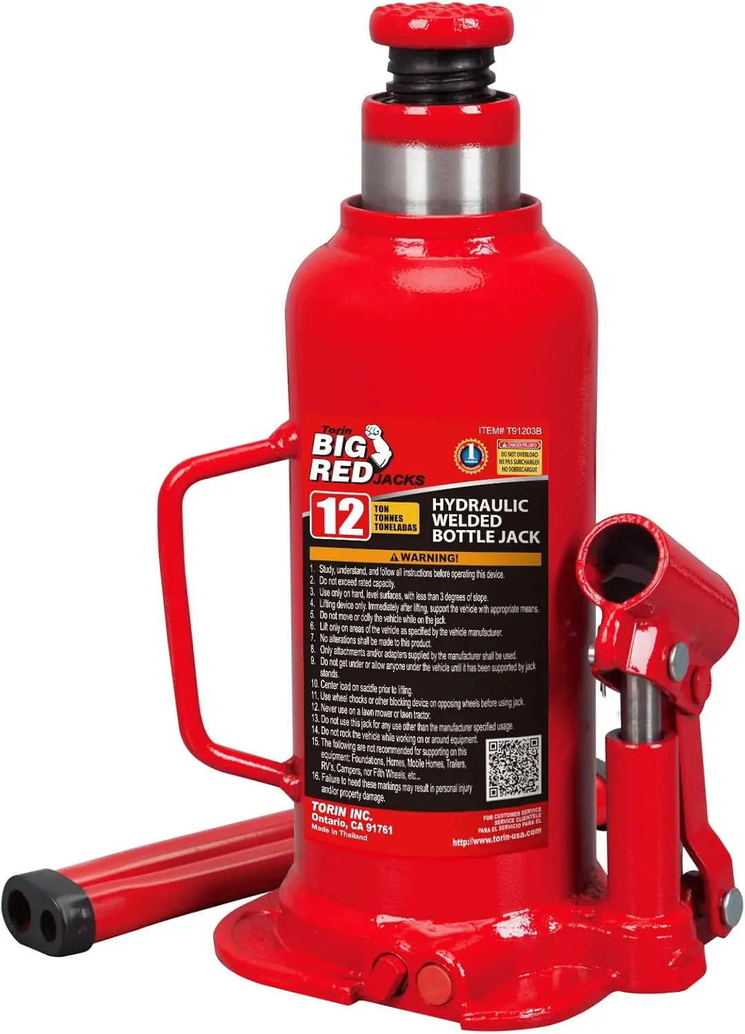 

Гидравлический бутылочный домкрат на 12 тонн для авторемонта и подъема грузов, красный, грузоподъемность 24 000 фунтов