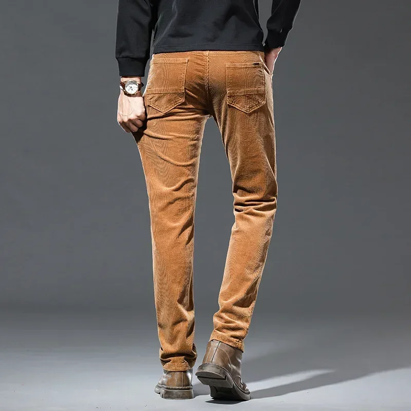 4 Colors Corduroy Casual Pants Men's 93 % Cotton Stretch Business Fashion Trousers Autumn Straight Classic Brand Male Pants