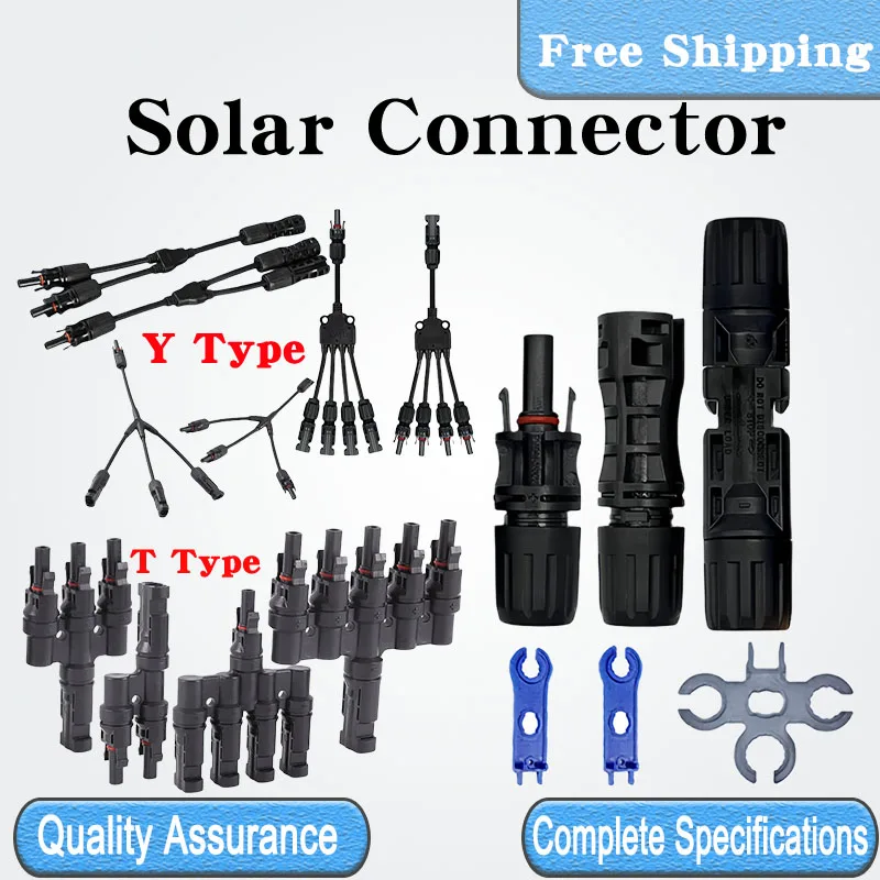 1/5/20/100 Sets PV Solar Connector 30A 1000V T/ Y Branch Cable Splitter Coupler Combiner Solar Panel Component Installation Kit