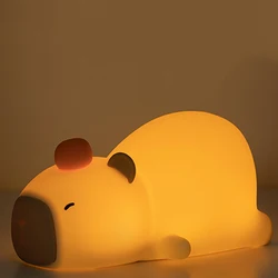 Capybara-Veilleuse LED en silicone aste par USB, lampe de nuit de sommeil à gradation, dessin animé mignon, décoration de chambre d'enfant, cadeau d'anniversaire