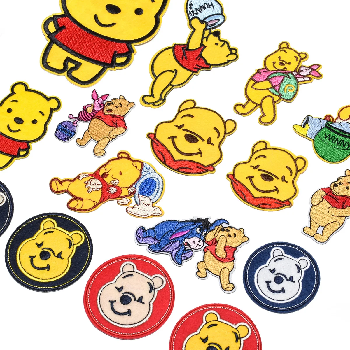 16Pcs Cartoon Cute Bear Winnie the Pooh Patch For DIY Sew on Child Clothe Ironing Patches Jeans Embroidered Applique Wholesale