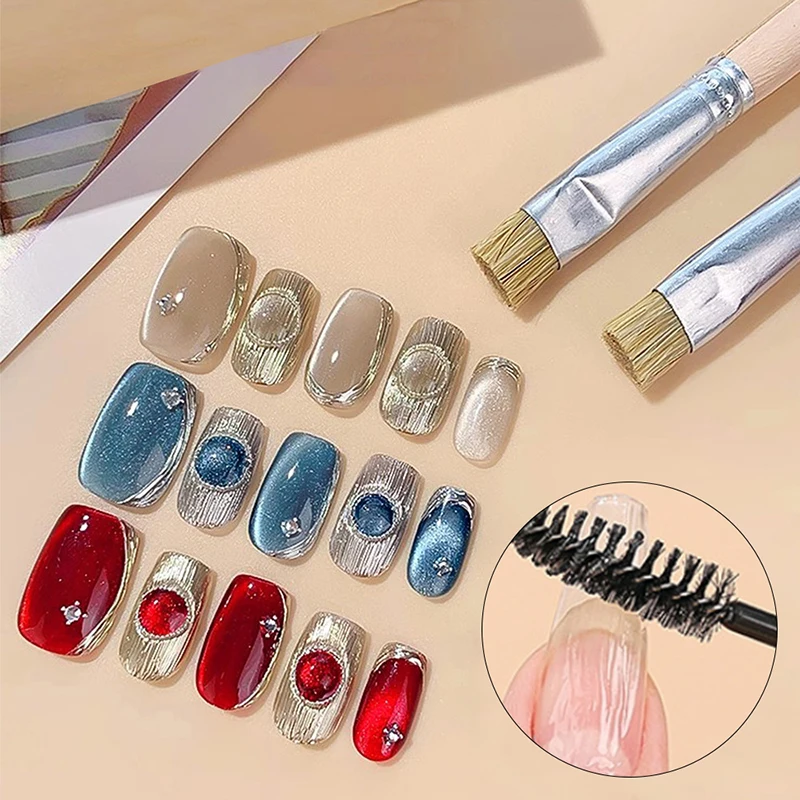 1/50Pcs Nail Art Ripple Texture Brush French Tip Styling Nail Brush Light Therapy Brush Plastic Manicure Painting Tool