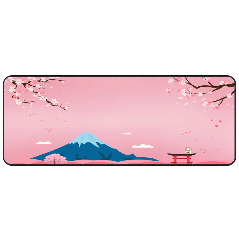 Mouse Pad grande para jogos, tapetes rosa de cerejeira, mousepads do monte Fuji, tapetes de mesa, tapete de teclado para LOL, estilo japonês, XXL