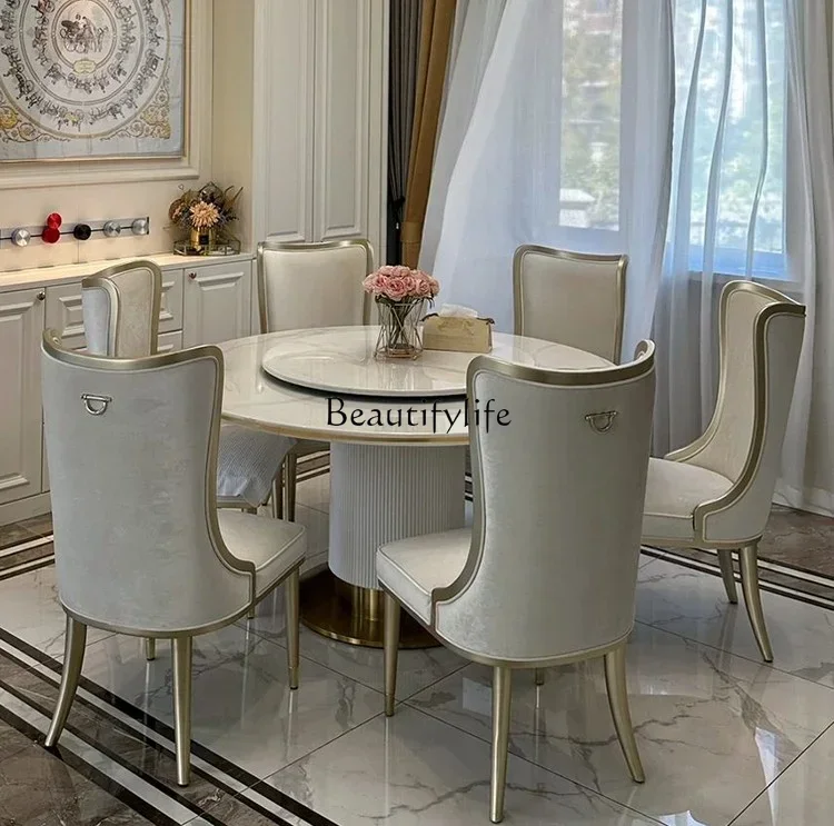 

yj5 Light Luxury Dining Table Household Small Apartment Marble Post-Modern Solid Wood Dining Table