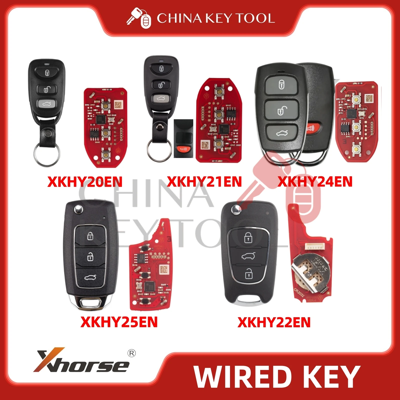 100% Original Xhorse 2nd Generation Wired Universal Remote Key HY Style XK Series Global Version EN for VVDI Key Tool