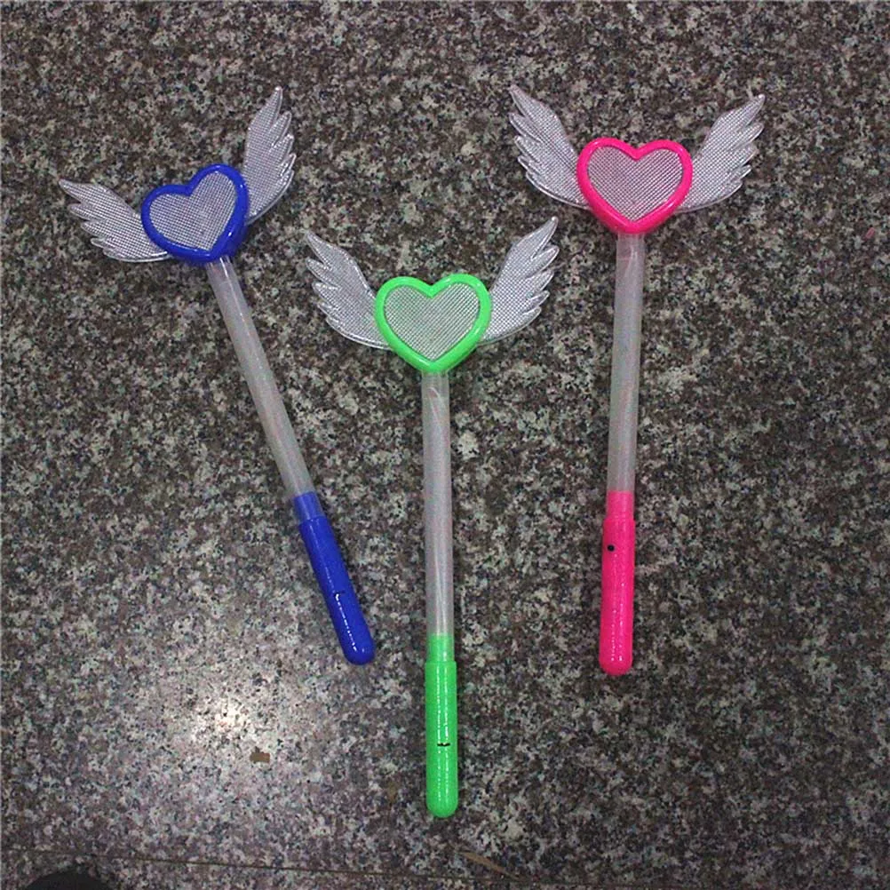 

2Pcs Luminous Angel Wings Wand Heart Shape Lighting Fairy Stick for Kids Concerts Parties Performances Glow Wand