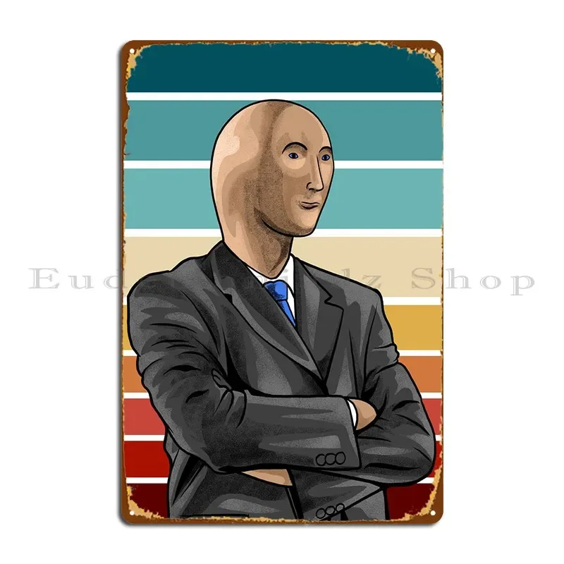 Stonks Man Meme Metal Sign Poster Printing Wall Mural Wall Decor Wall Mural Tin Sign Poster