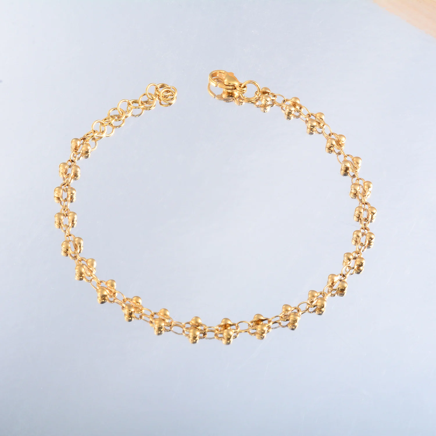 Blumenförmiges Edelstahl-Armband in Gold- und Silberfarbe mit Kreuzmuster, handgefertigte Kette für Frauen, Schmuckgeschenk – Detail 2