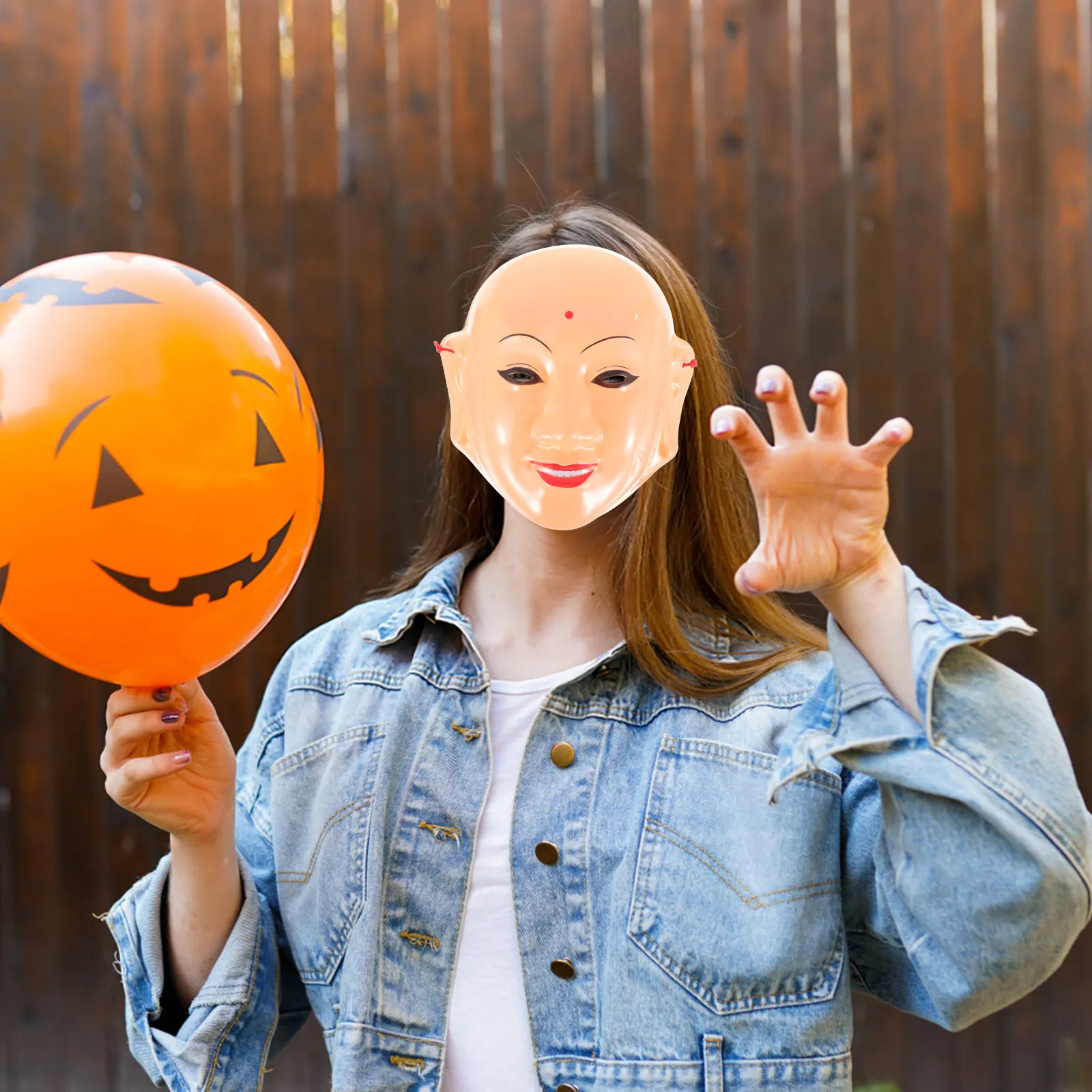 2Pcs Creepy Halloween Mask Scary Cosplay Face Mask Lightweight Plastic Horror Prop for Theme Party Bachelor Festival Performance