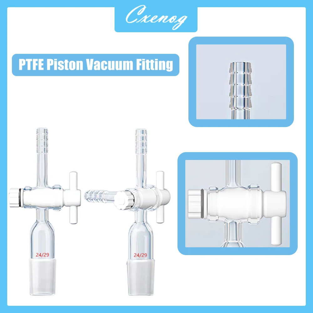 Three-way Piston Exhaust Connector With PTFE Piston Valve Tetrafluoroethylene Adapter Throttle T-shaped Suction Connector