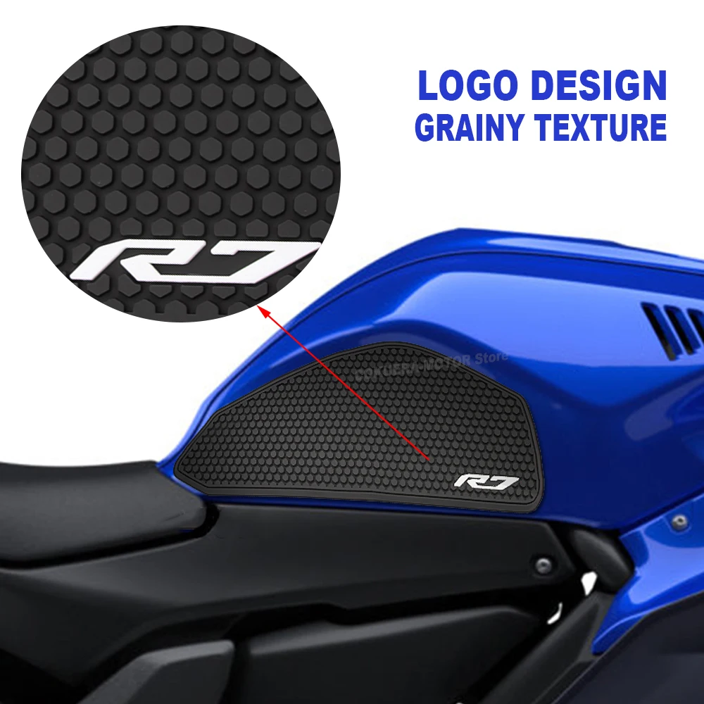 For YAMAHA R7 2022 Motorcycle Accessories Tank Pad Rubber Non-Slip Protector Sticker Side Traction Knee Decal Kit