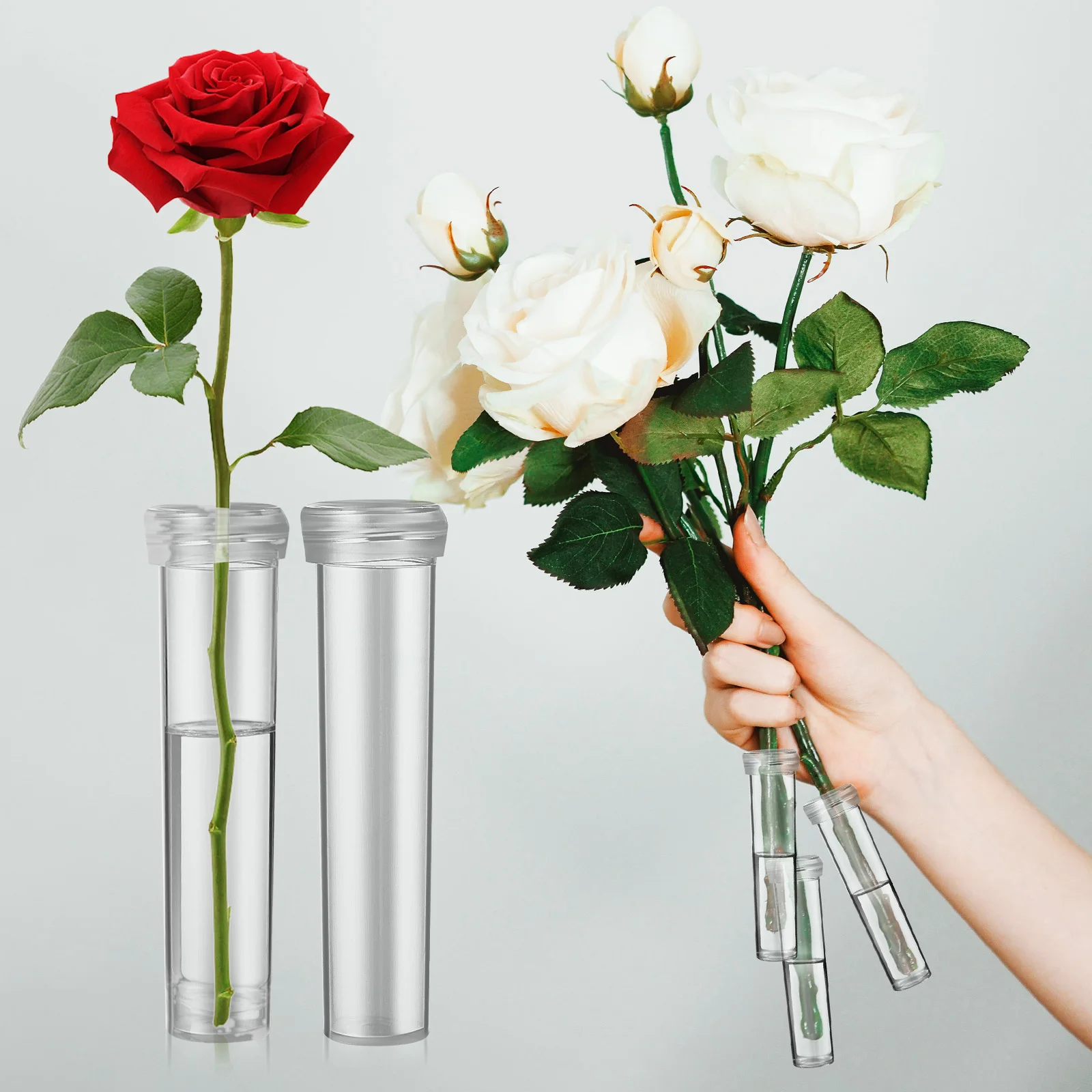 

100 pcs Fresh Flowers Nutrition Tube Floral Water Vials Transparent Stem Holder Leak Proof Floral Arrangement Supplies Flower