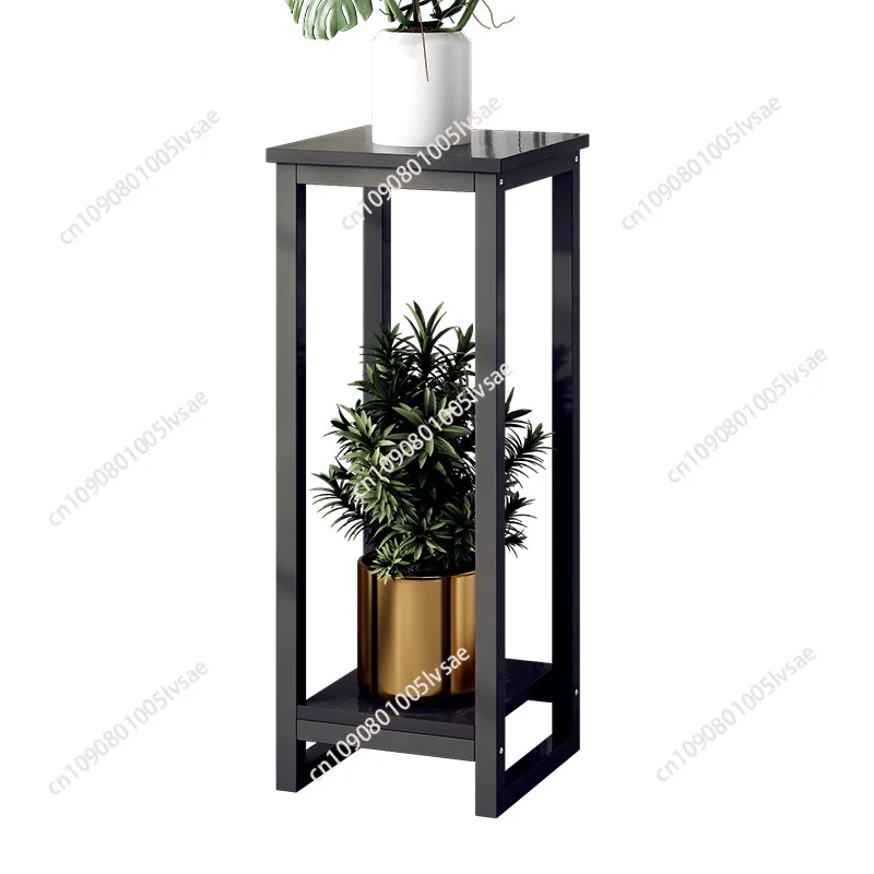 Simple Double-layer Iron Art Plant Shelves Light Luxury Balcony Floor Flower Pot Rack Outdoor Furniture Living Room Flower Shelf