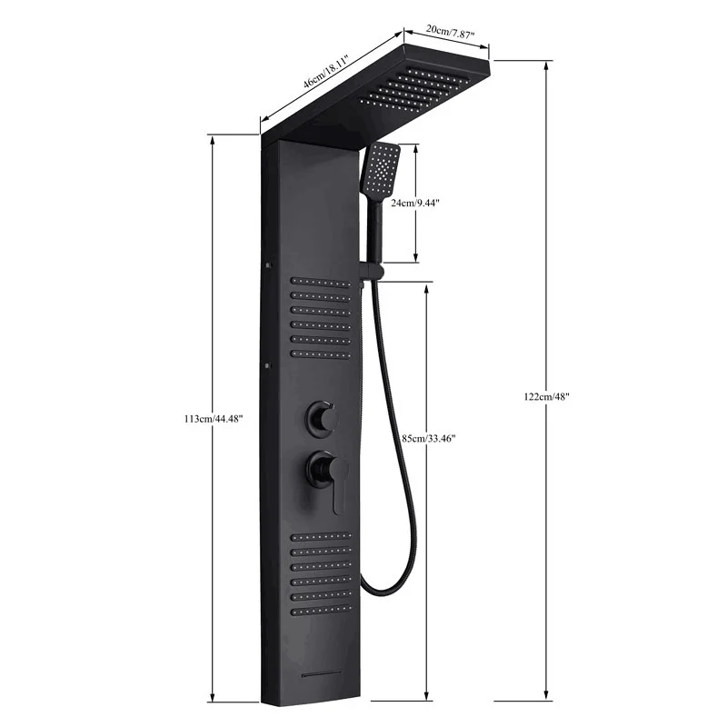 

LED Shower Faucet Bathroom SPA Massage Jet Shower Matte Black Column System Waterfall Rain Shower Panel Bidet Sprayer Tap