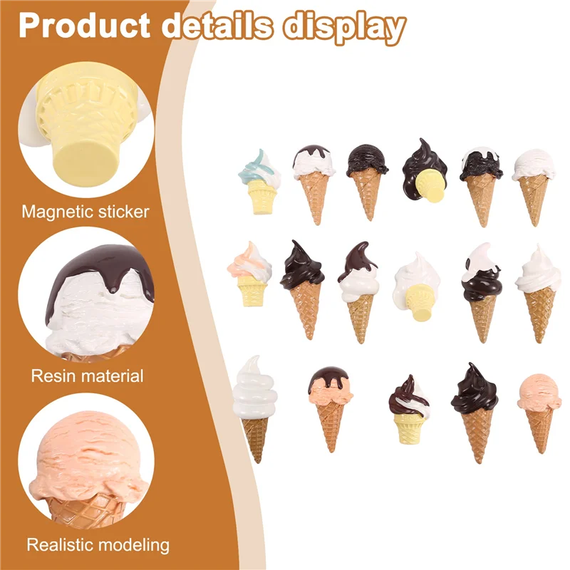 

-A25M Cartoon Ice Cream Cute Accessories Design DIY Cute Simulation Cone 3D Color Cartoon Accessories