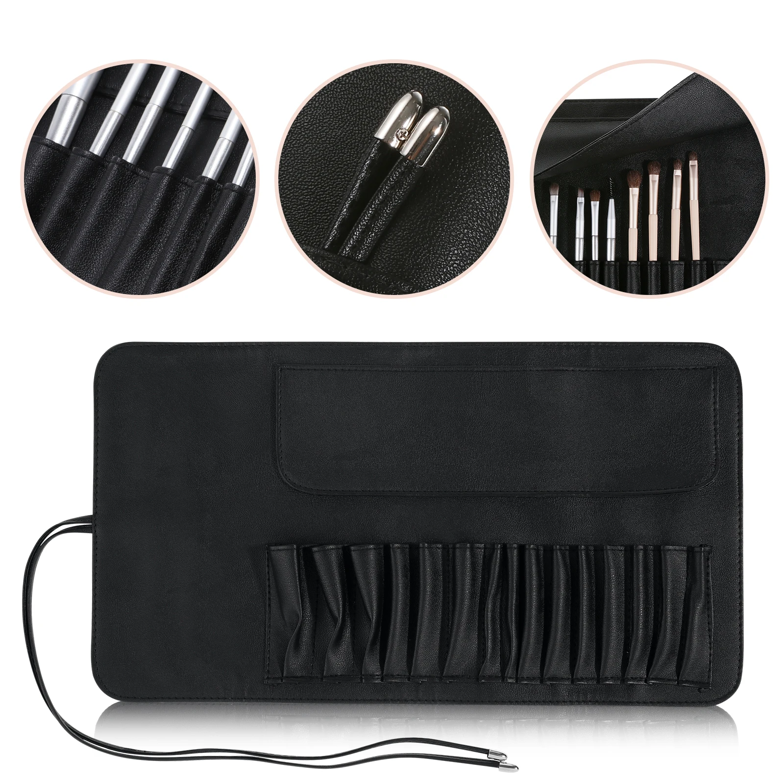 

Makeup Brush Bag with Compartments Sparkly Toiletry Bags for Women Sometimes Storage Pouch Case