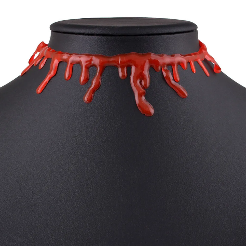 

4Pcs Bloodstain Chain Set Creative Bloody Necklace Halloween Costume Jewelry for Plays Festival Ball Body Art Adhesive