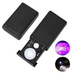 30X 60X Slide Out Jewelry Magnifier LED Light Illuminated Magnifying Glass UV Handheld Loupe Lens For Diamonds Gems Coins Stamp