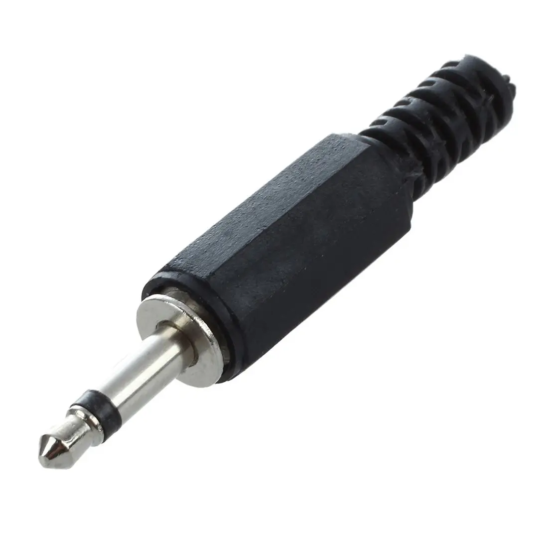 Conector adaptador de Audio, plástico negro, 3,5mm, Mono macho, 5 unidades