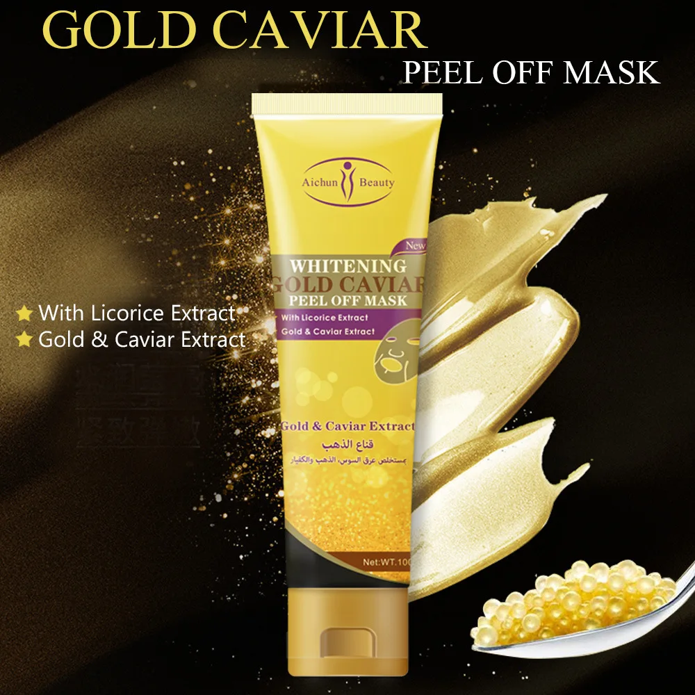 120 ml Gold Kaviar Peel-off Maske Whitening Reinigung Aloe Vera Mitesser Entfernung Schlamm Maske Großhandel Gesichtsmaske