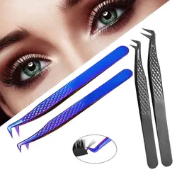 High Precision Eyelash Tweezers For Lash Extension Black Stainless Steel Boot Isolation Volume Fans Nail Art Tongs Makeup Tools