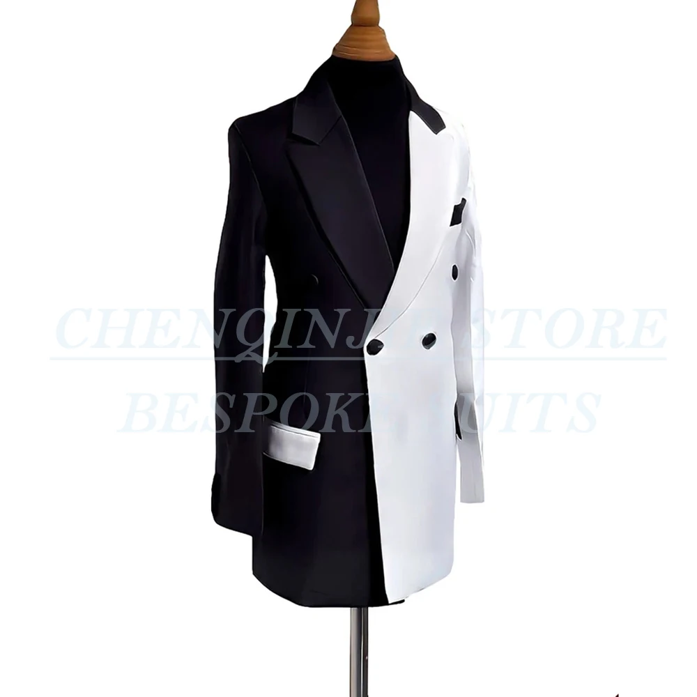 

Модные мужские костюмы Шикарные двубортные лацканы с вырезом Slim Fit Мужская одежда Высококачественная куртка из двух предметов с черными брюками Комплекты