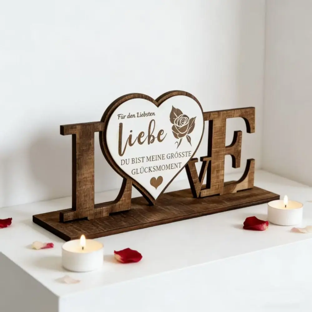 Handicraft Wooden Ornament Home Decoration Love Platform Wooden Letter Set Commemorative Gift Wooden Material Wooden Crafts