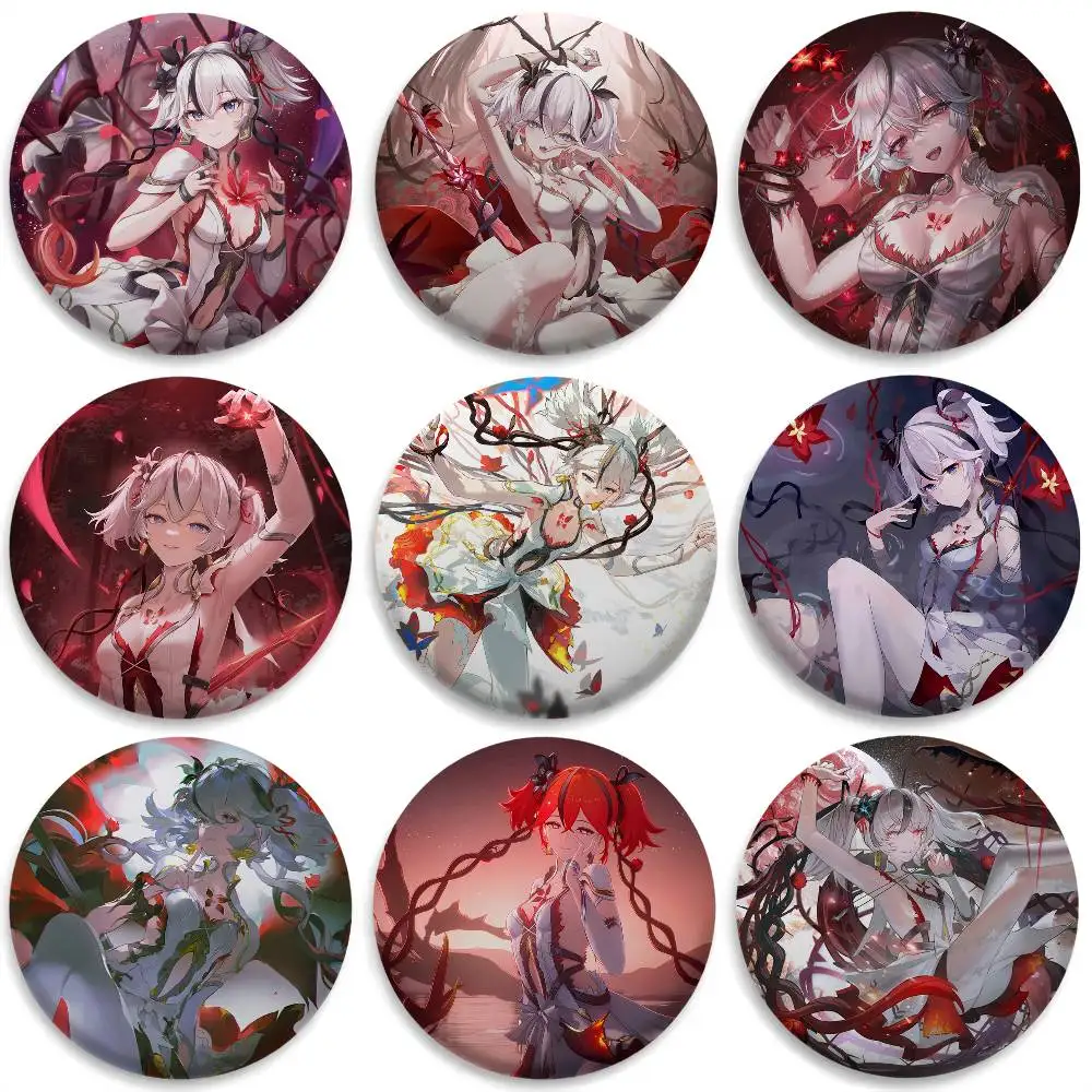 

Wuthering Waves Camellya Badges Round Exquisite Badge Brooches Creative Pins For Clothes Hat Backpack Gift Accessories