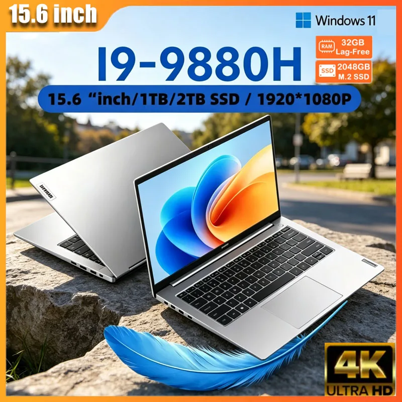 

15.6" Portable Laptop Intel Core I9-9880H 32GB DDR4 2TB SSD Windows 11 Notebook for Gaming & Office